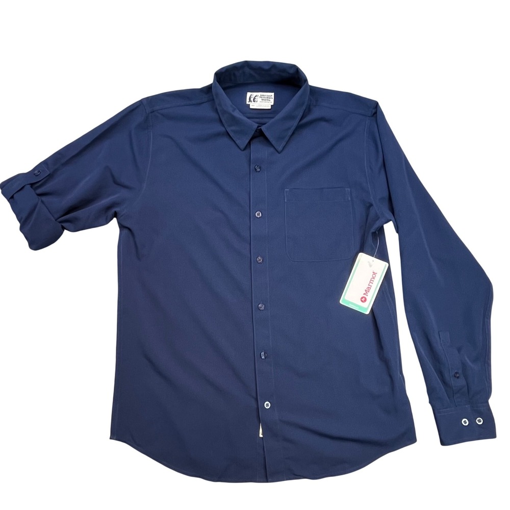 Marmot Mountain Works Mens Navy Blue Long Sleeve Outdoor Hiking Gorpcore Shirt M